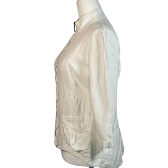 White XCVI Womens Lightweight Jacket Size S Zipper Closure 3/4 Sleeves Pocket De - Picture 6 of 8